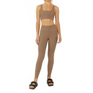 NEW CREAM YOGA nancy ribbed legging in oyster